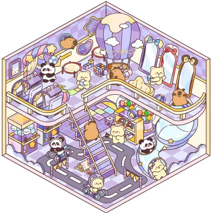 Наклейки+пинцет для творчества румбокс "Атракционы", фиолетовые (16*20 см) 