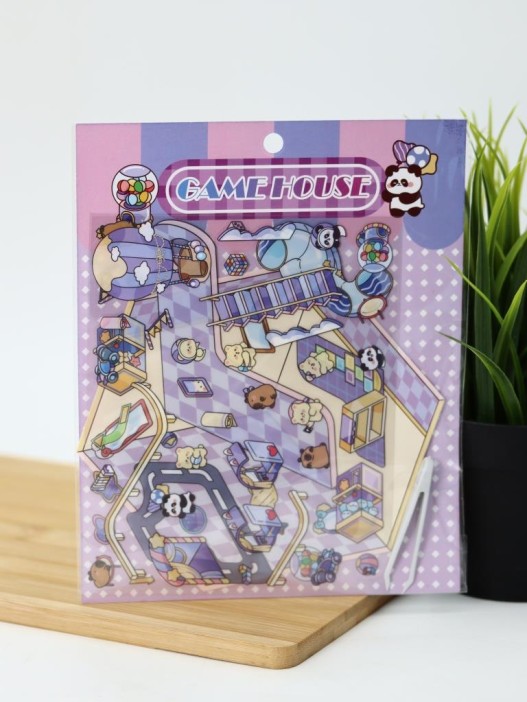 Наклейки+пинцет для творчества румбокс "Атракционы", фиолетовые (16*20 см) 