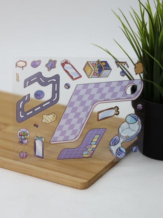 Наклейки+пинцет для творчества румбокс "Атракционы", фиолетовые (16*20 см) 