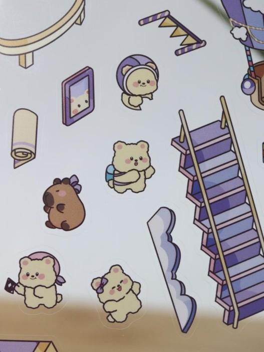 Наклейки+пинцет для творчества румбокс "Атракционы", фиолетовые (16*20 см) 