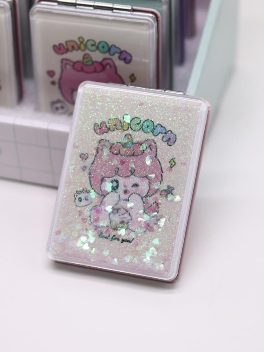 Зеркало шейкер раскладное &quot;Unicorn&quot;, желтое, 8*6 см 