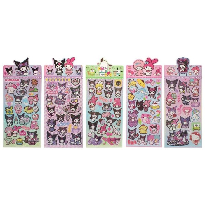 Лазерные наклейки (голография) Sanrio "Kuromi и друзья" (10*24 см), mix 