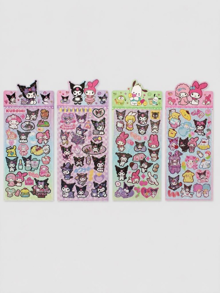 Лазерные наклейки (голография) Sanrio "Kuromi и друзья" (10*24 см), микс