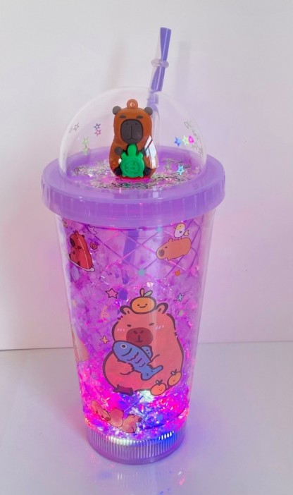 Тамблер с подсветкой iLikeGift &quot;Capybara turtle&quot;, purple (450 мл) 