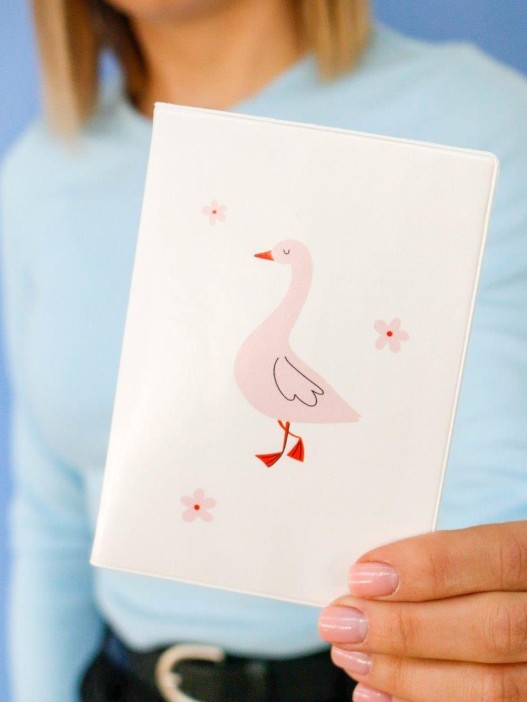 ОБЛОЖКА ДЛЯ ПАСПОРТА «Pink goose», плотность 600 мкм 