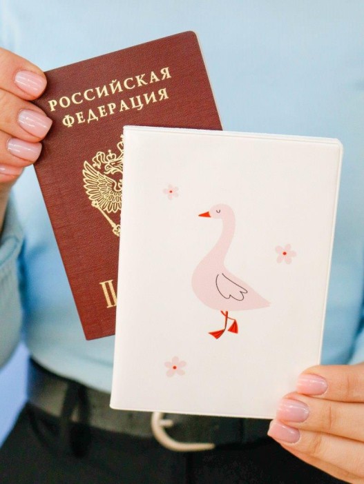 ОБЛОЖКА ДЛЯ ПАСПОРТА «Pink goose», плотность 600 мкм 