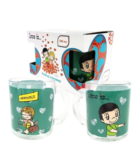 Набор кружек &quot;Love is...Как в первый раз&quot;, 320 мл, стекло 