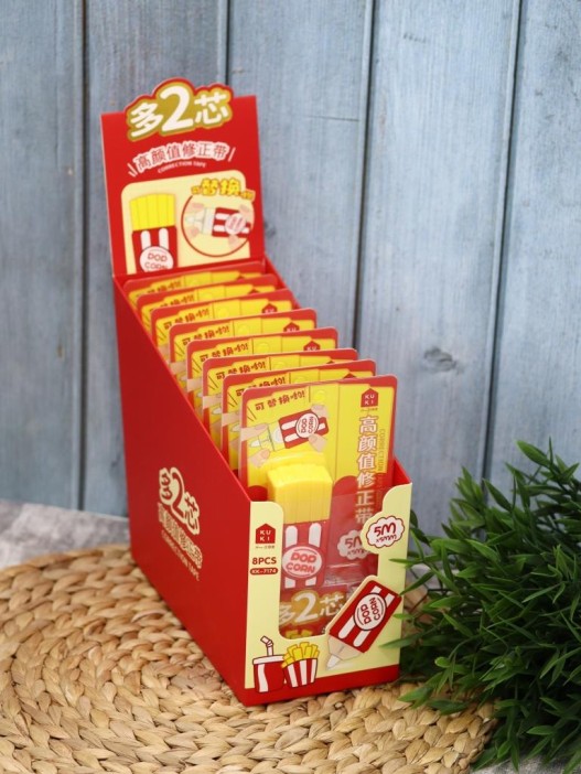 Корректор &quot;French fries&quot;, red + 2 сменных блока, шоу-бокс 8 шт. 