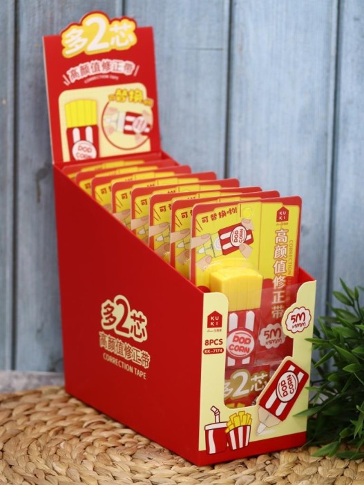 Корректор &quot;French fries&quot;, red + 2 сменных блока, шоу-бокс 8 шт. 