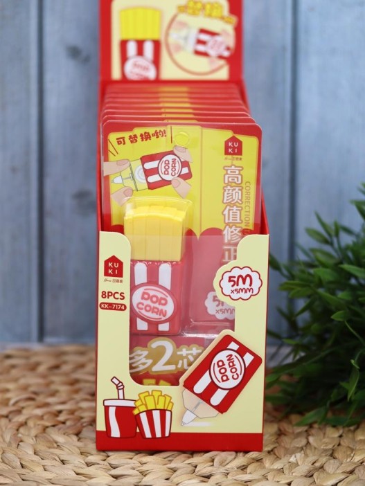 Корректор &quot;French fries&quot;, red + 2 сменных блока, шоу-бокс 8 шт. 