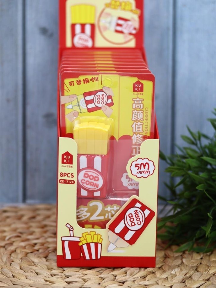 Корректор "Картошка фри", красный + 2 сменных блока, шоу-бокс 8 шт