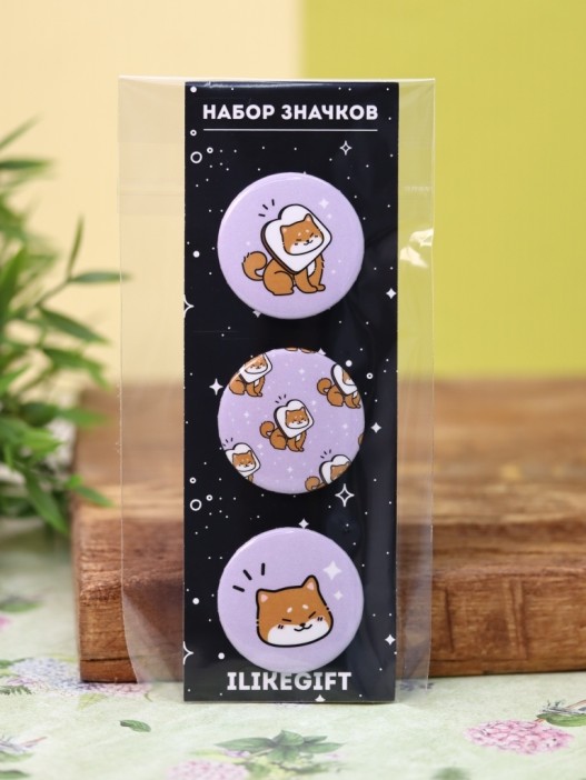 Набор значков 3 шт. iLikeGift Аниме «Shiba inu sandwich» 