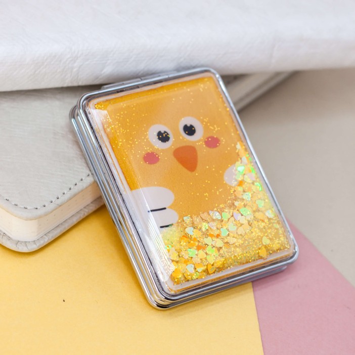 Зеркало-шейкер раскладное &quot;Animal owl&quot;, yellow (8*6 см) 