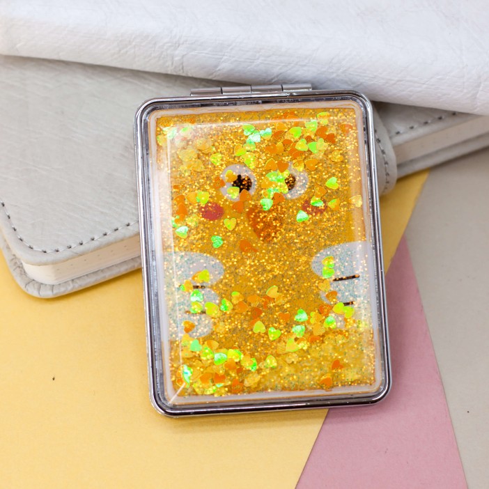 Зеркало-шейкер раскладное &quot;Animal owl&quot;, yellow (8*6 см) 