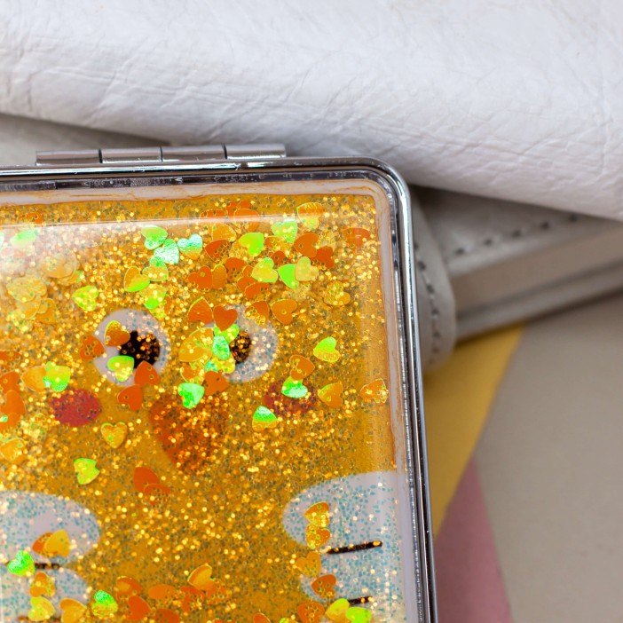 Зеркало-шейкер раскладное &quot;Animal owl&quot;, yellow (8*6 см) 