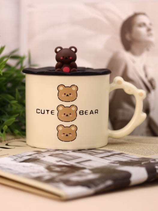 Кружка керамическая «Милый медвежонок», черная (360 мл) 