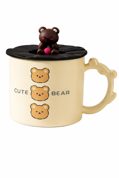 Кружка керамическая «Милый медвежонок», черная (360 мл) 