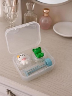 Контейнер для линз "Duble cat-frog", blue
