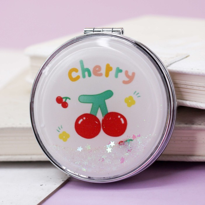 Зеркало-шейкер раскладное &quot;Fruity cherry&quot;, white (7*7 см) 
