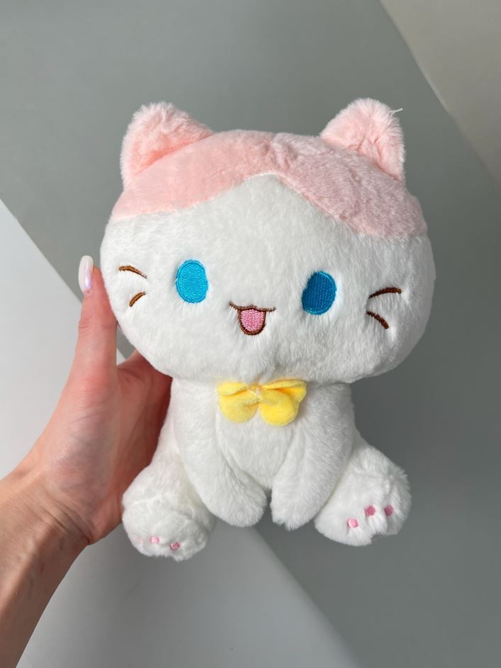 Мягкая игрушка "Кот улыбается", розовая, 20 см