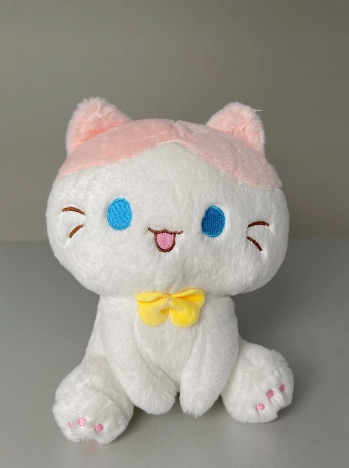 Мягкая игрушка "Кот улыбается", розовая, 20 см