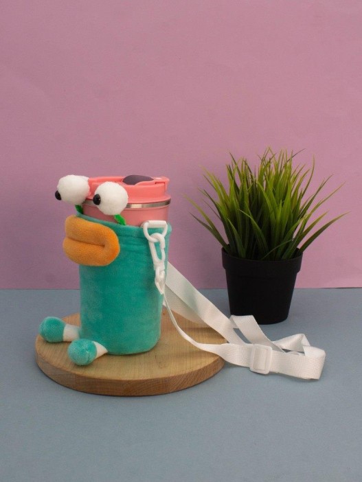 Футляр плюшевый для термоса &quot;Bug-eye&quot;, green (14*10 см) 