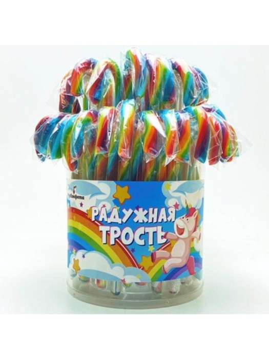 Леденцы S.L."Радужная Трость", клубничный Пломбир (шоубокс - 60 шт.) 