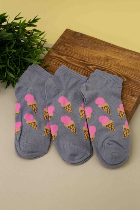 Носки женские "Ice cream horn", серый, р. 35-40 