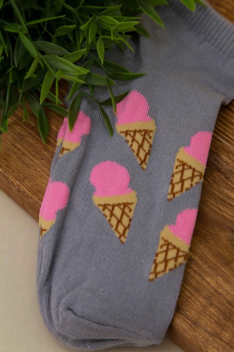 Носки женские "Ice cream horn", серый, р. 35-40 