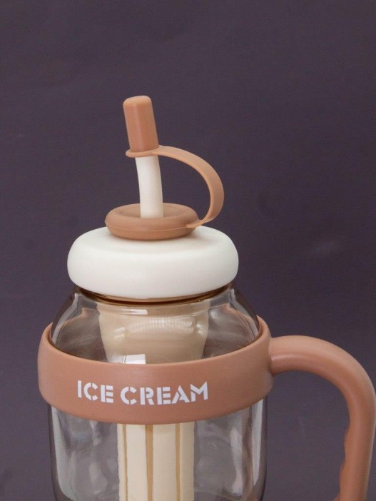 Бутылка с трубочкой &quot;Ice cream&quot; коричневая, 1400 мл 
