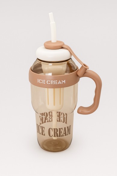 Бутылка с трубочкой "Ice cream" коричневая, 1400 мл