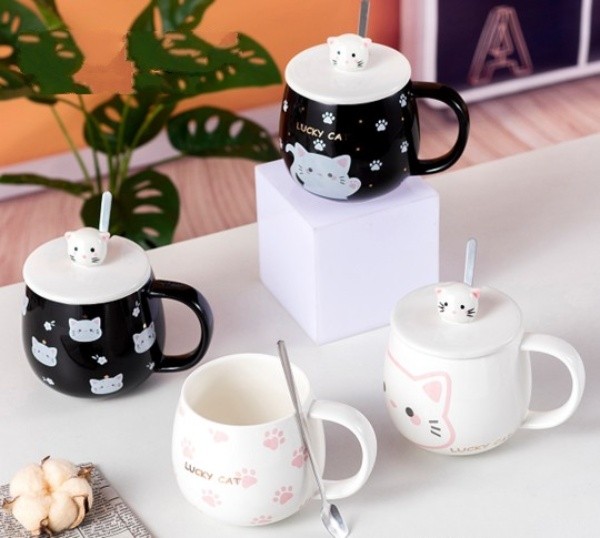 Кружка керамическая «Счастливая кошачья лапка», розовая (440 мл) 