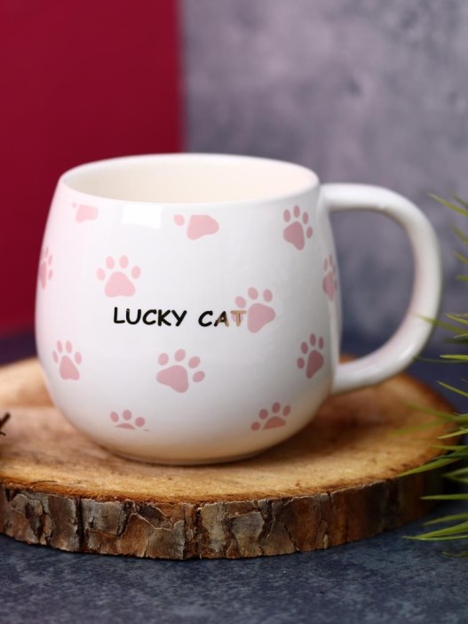 Кружка керамическая «Счастливая кошачья лапка», розовая (440 мл) 
