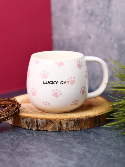 Кружка керамическая «Счастливая кошачья лапка», розовая (440 мл) 
