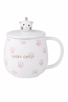 Кружка керамическая «Счастливая кошачья лапка», розовая (440 мл)