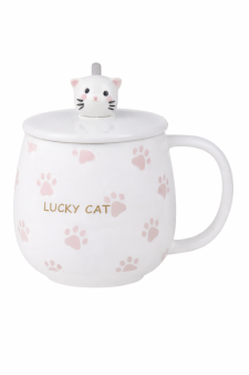 Кружка керамическая «Счастливая кошачья лапка», розовая (440 мл)