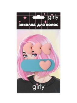 Набор заколок для волос GIRLY 2 шт. "Большие сердечки", розовый