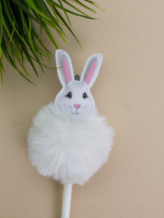 Ручка гелевая с помпоном &quot;Fluffy hare&quot;, white 