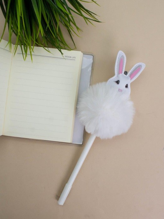 Ручка гелевая с помпоном &quot;Fluffy hare&quot;, white 