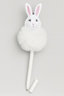 Ручка с помпоном &quot;Fluffy hare&quot;, white