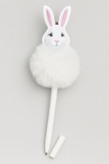Ручка гелевая с помпоном "Fluffy hare", white