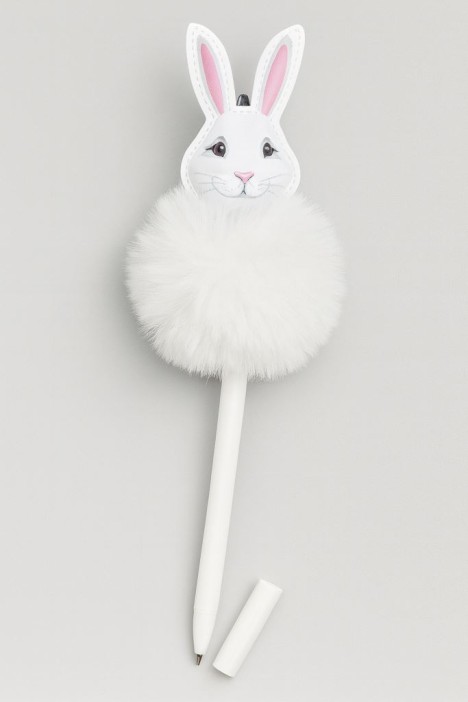 Ручка с помпоном &quot;Fluffy hare&quot;, white 