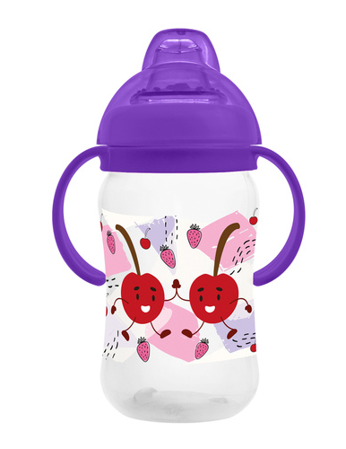 Бутылочка поильник &quot;Cherry&quot; с силиконовым носиком и ручками (270 ml) 
