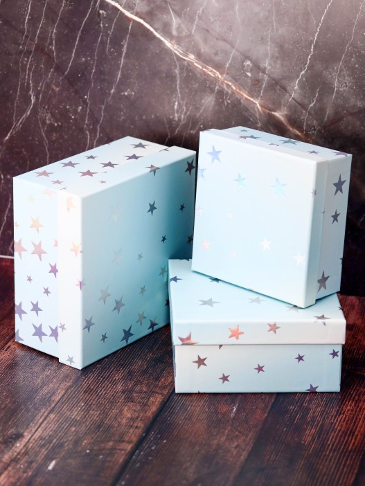 Набор подарочных коробок 3 в 1 «Starry sky», blue, 15*15*6.5-17*17*8-19*19*9.5 