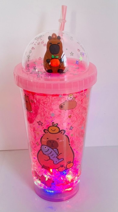 Тамблер с подсветкой iLikeGift &quot;Capybara burger&quot;, red (450 мл) 