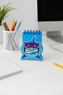 Блокнот фигурный ПВХ на гребне А6 "Акула" 9*10 см 70 гр