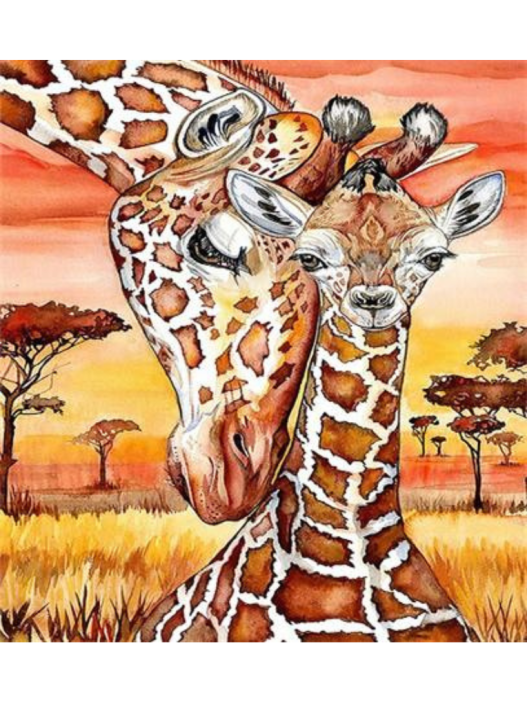 Алмазная мозаика без подрамника &quot;Жирафы&quot;, 15х20 см 