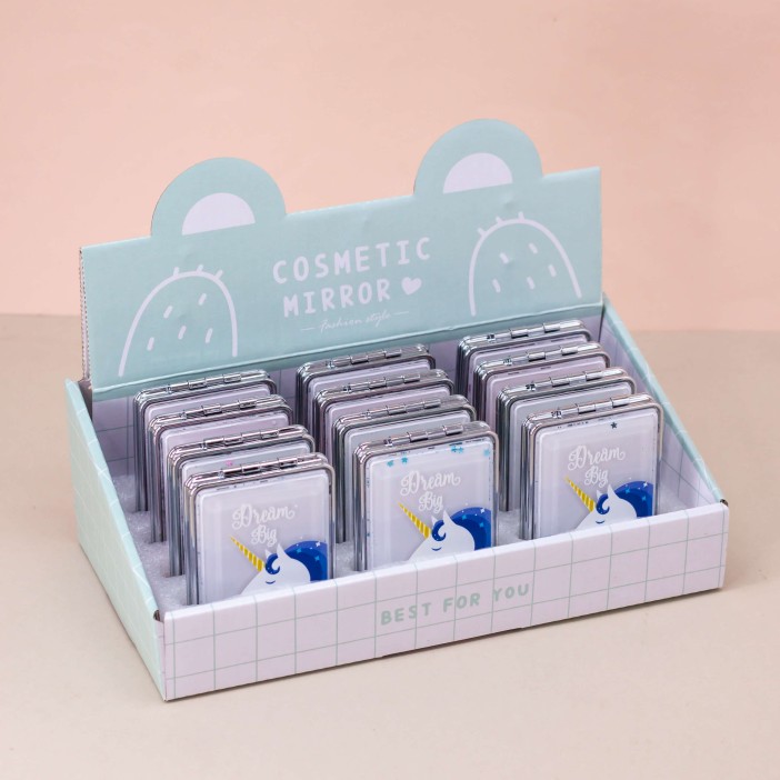 Зеркало-шейкер раскладное "Sparkles unicorn", white (8*6 см) 