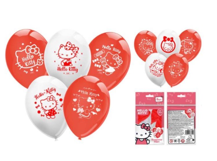 Воздушные шарики «Hello Kitty» 30 см, 5 шт. 