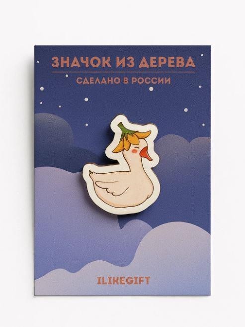 Значок ЭКО из дерева "Красивый гусь"
